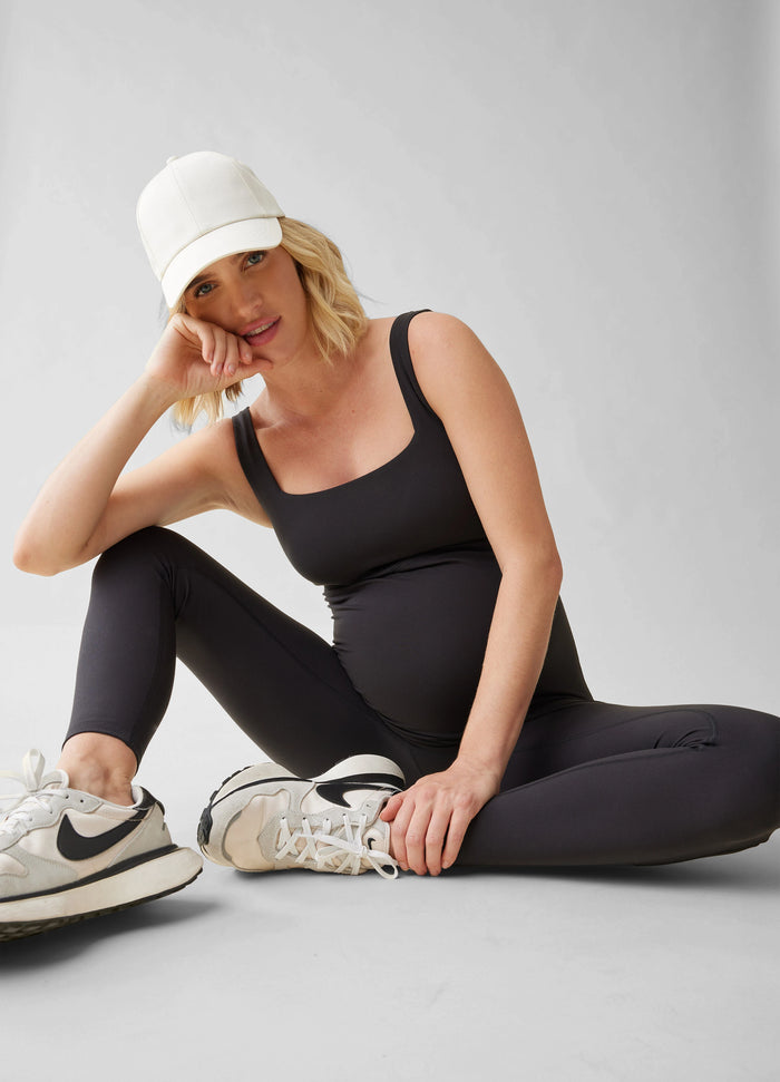 Ingrid & Isabel The Long Black Maternity Active Unitard Jumpsuit Black