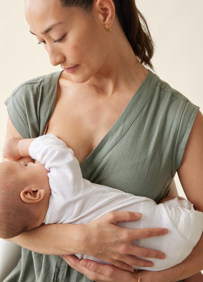 Ingrid & Isabel The Luxe Maternity Linen Jumpsuit Agave