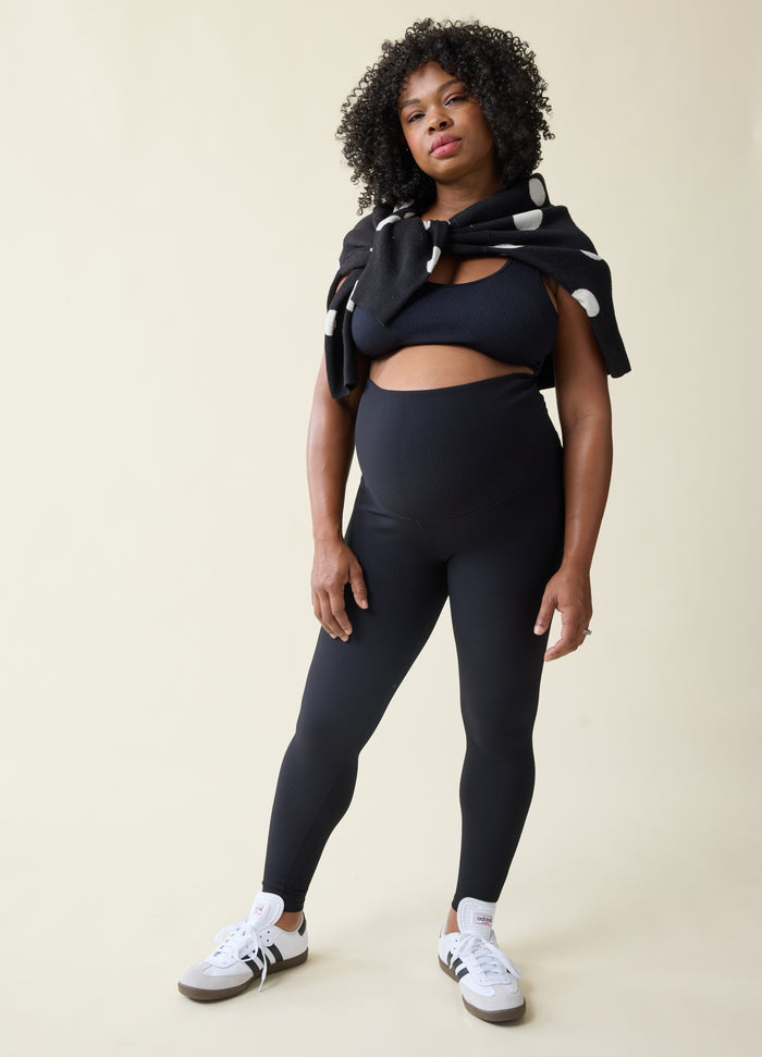 ingrid & isabel The Luxe Rib Maternity + Postpartum Legging Black ingrid & isabel The Luxe Rib Maternity + Postpartum Legging Black