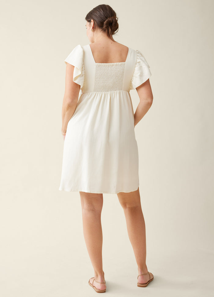 Ingrid & Isabel The Madeline Flutter Sleeve Maternity Dress Buttermilk