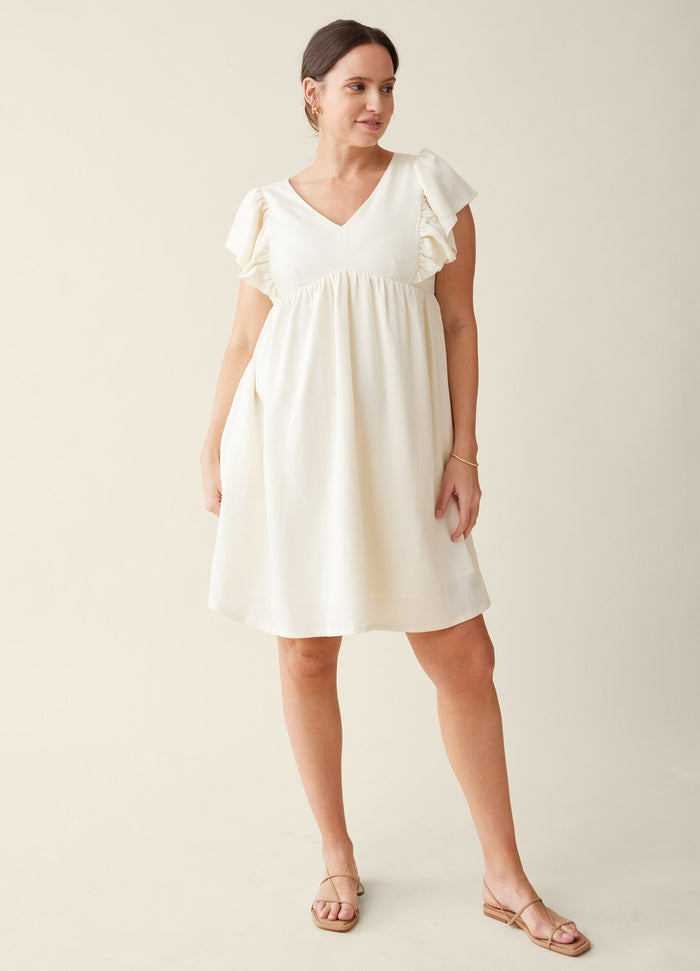 ingrid & isabel The Madeline Flutter Sleeve Maternity Dress Buttermilk