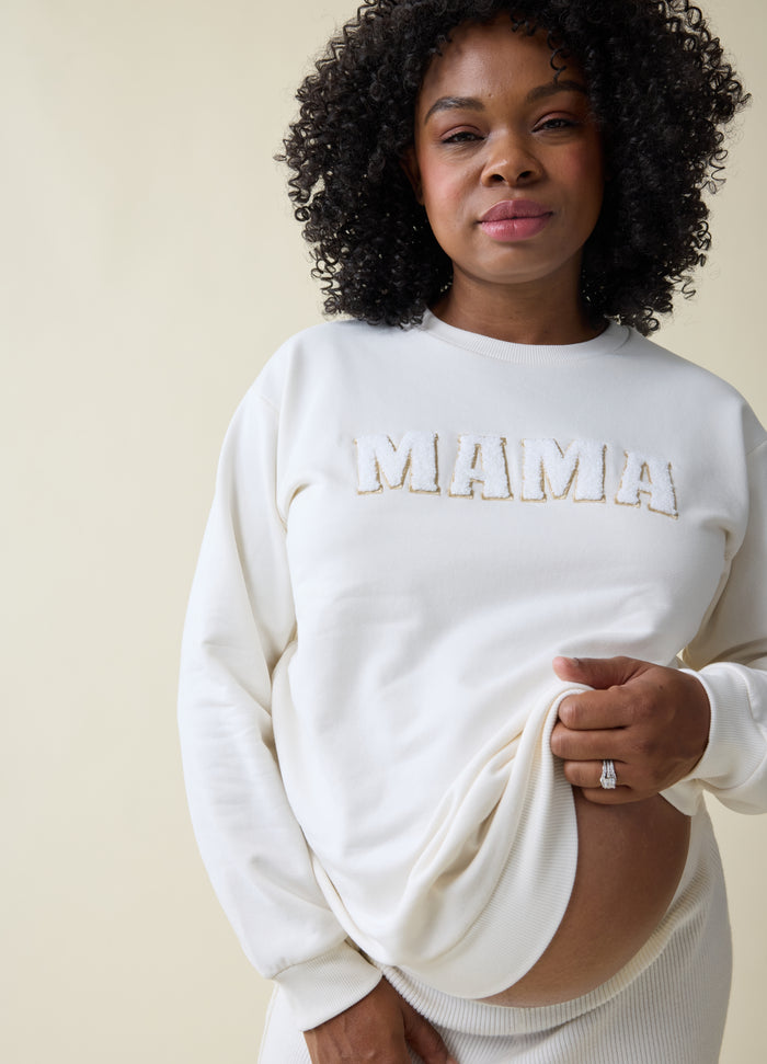 Ingrid & Isabel The Mama Maternity + Postpartum Sweatshirt Cream Cream