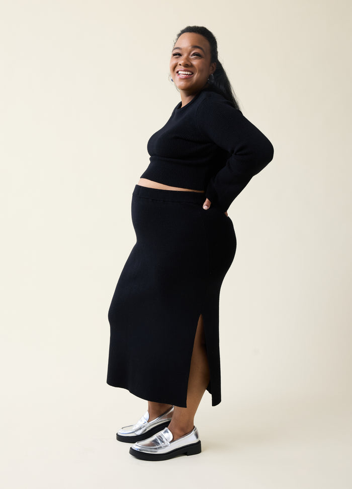 Ingrid & Isabel The Mix + Mingle Black Maternity Midi Skirt Set Black