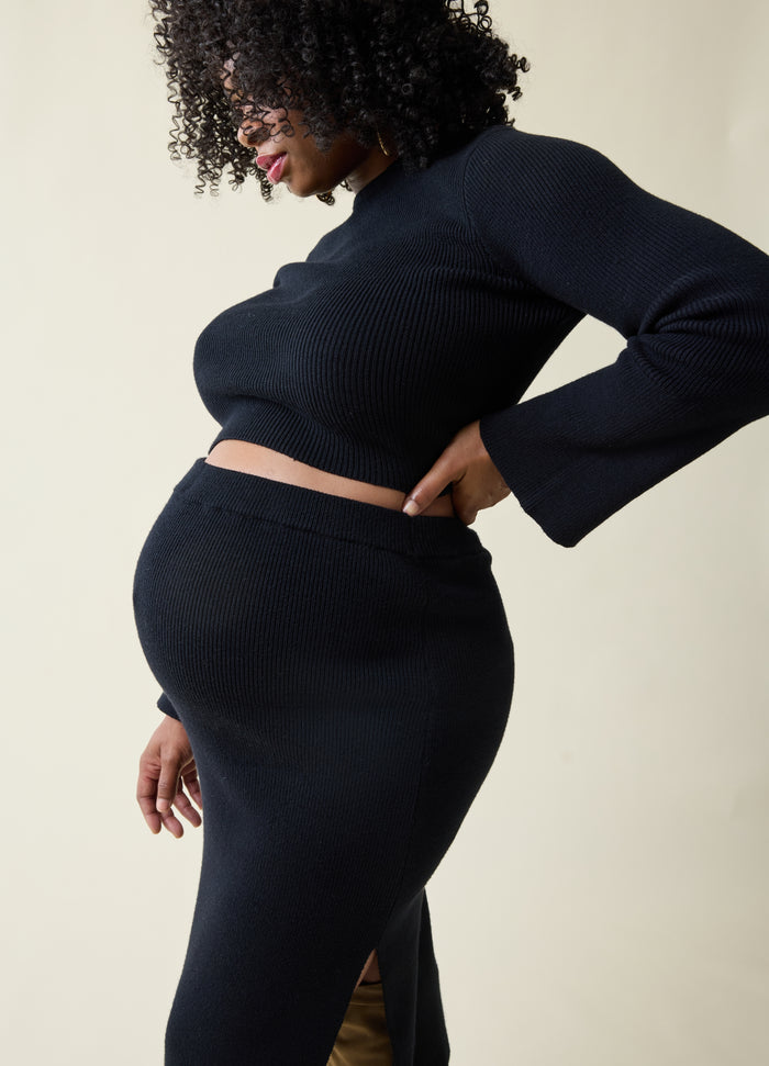 Ingrid & Isabel The Mix + Mingle Black Maternity Sweater Midi Skirt Black