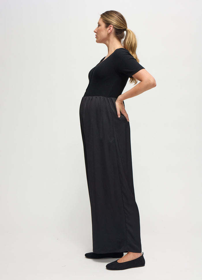 Ingrid & Isabel The Mixed Media Black Maternity Jumpsuit Black