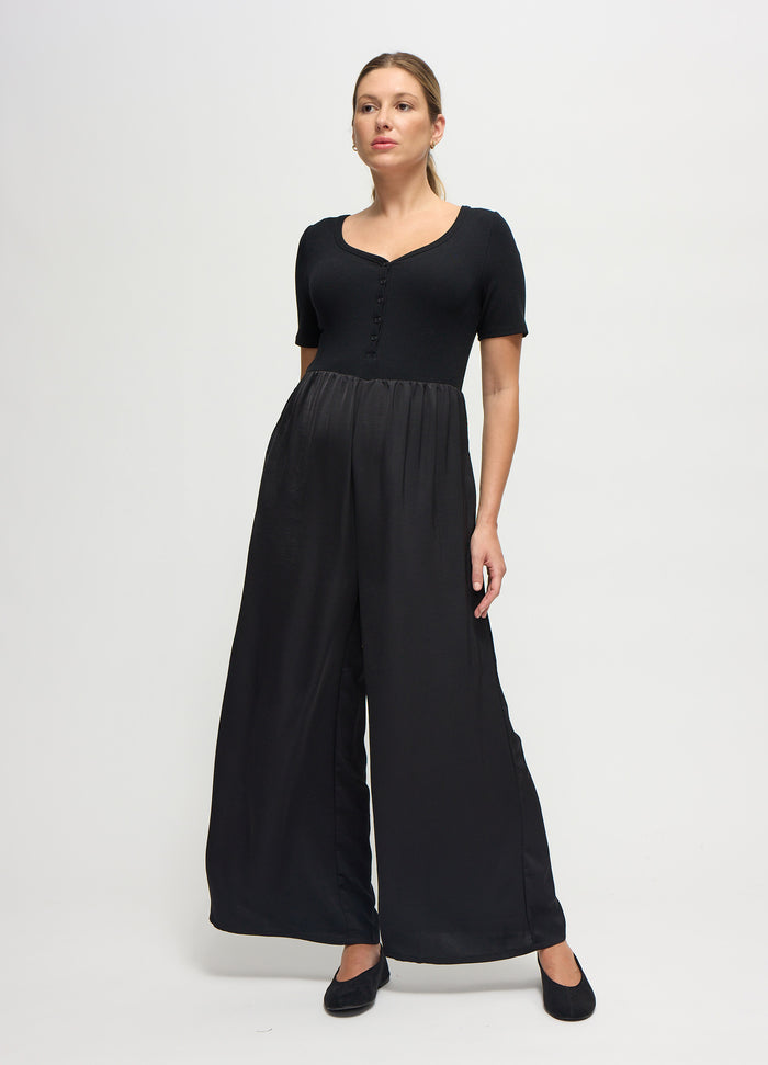 ingrid & isabel The Mixed Media Black Maternity Jumpsuit Black
