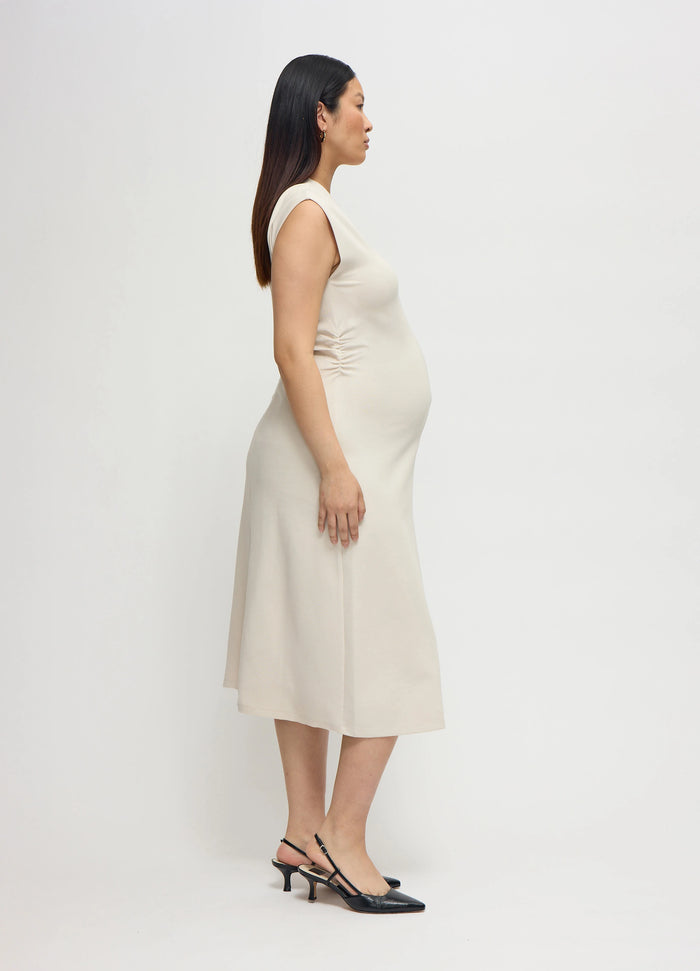 Ingrid & Isabel The Modern Muse Maternity Midi Dress Stone