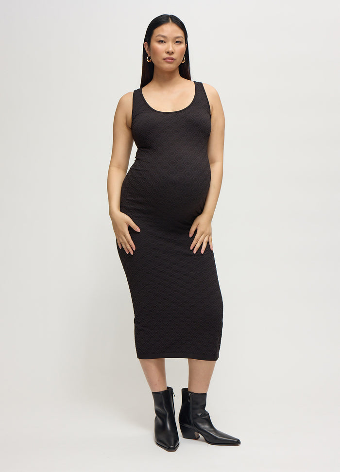 ingrid & isabel The Modern Muse Textured Bodycon Midi Tank Maternity Dress Black