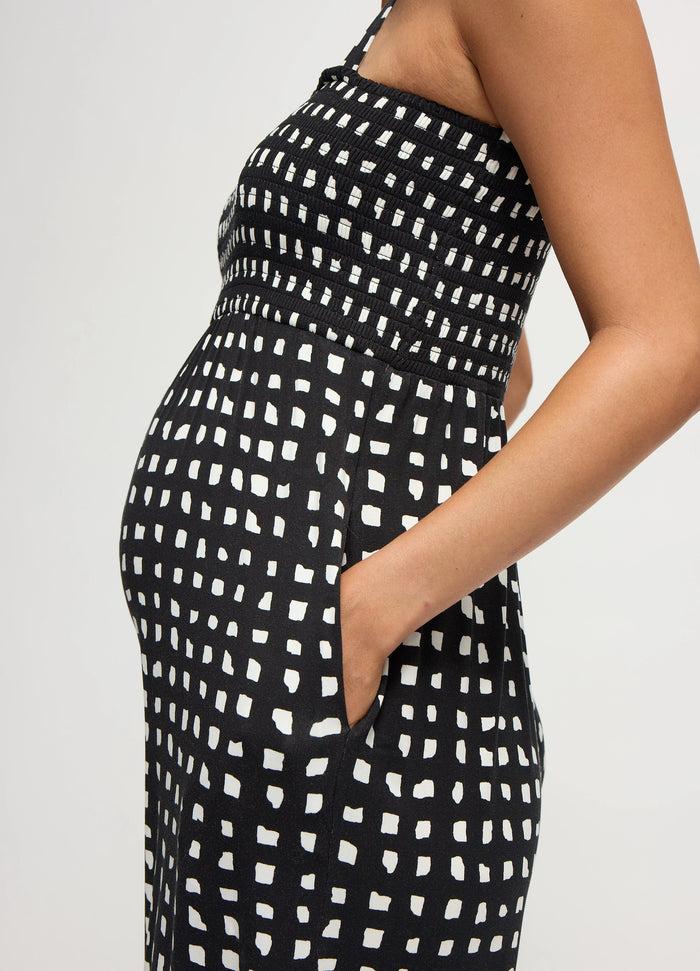 Ingrid & Isabel The One-And-Done Black Maternity Jumpsuit Black Abstract Check