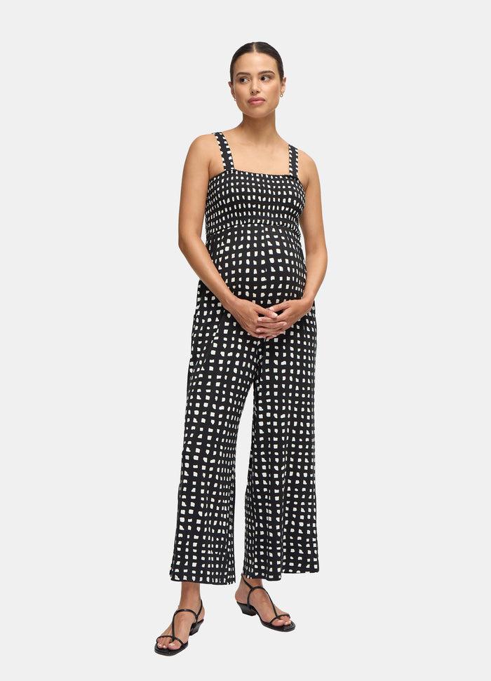 Ingrid & Isabel The One-And-Done Black Maternity Jumpsuit Black Abstract Check