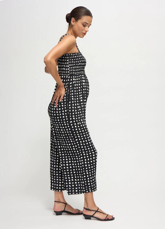 Ingrid & Isabel The One-And-Done Black Maternity Jumpsuit Black Abstract Check