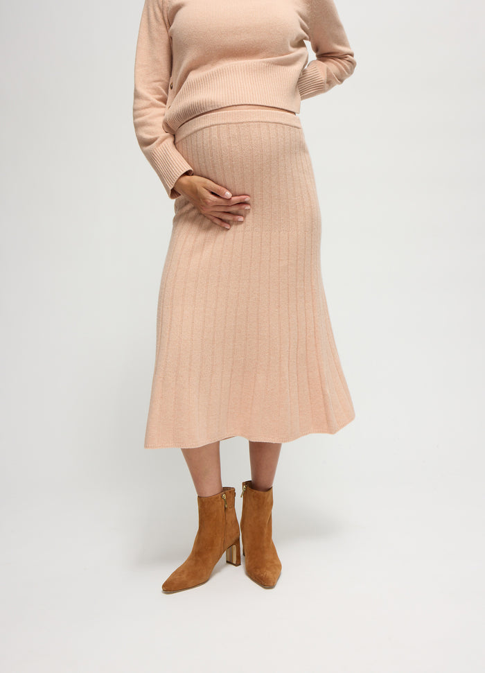 Ingrid & Isabel The Rib Knit Sweater Midi Maternity Skirt Champagne