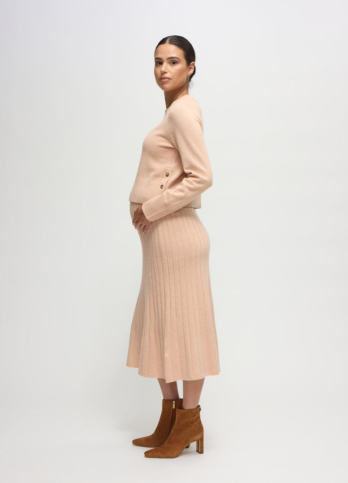 Ingrid & Isabel The Rib Knit Sweater Midi Maternity Skirt Champagne