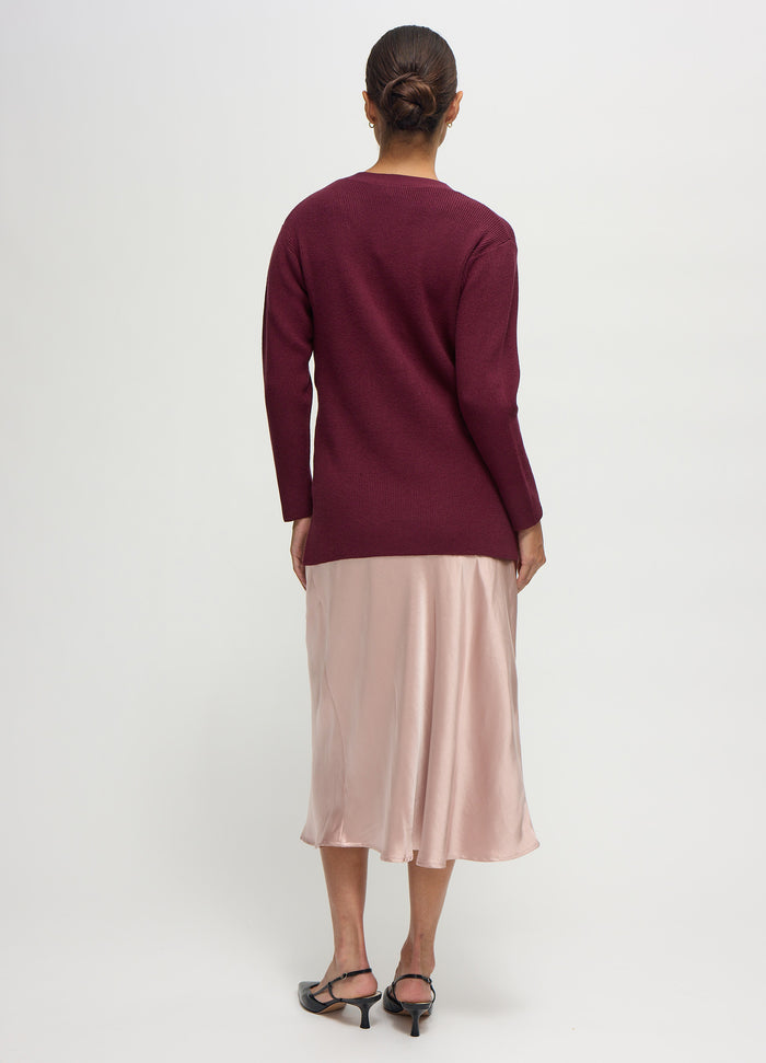 Ingrid & Isabel The Satin Slip Midi Maternity Skirt Dusty Rose