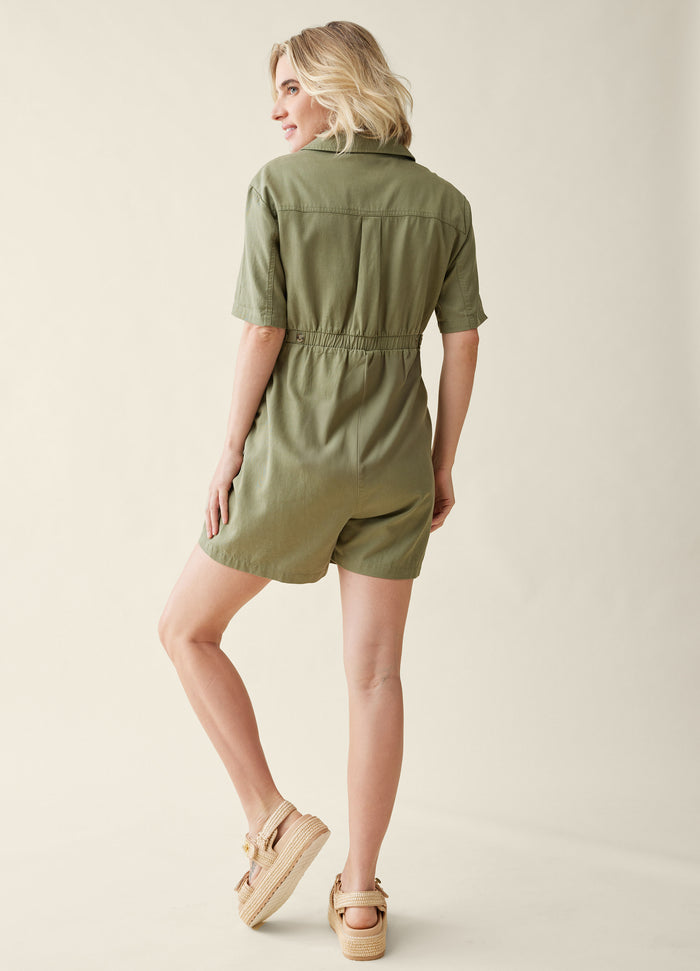 Ingrid & Isabel The Short Olive Maternity Utility Coverall Olive