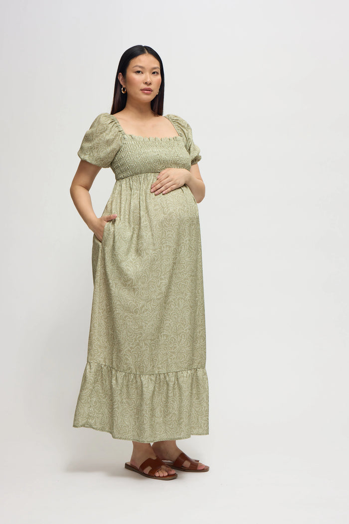 Ingrid & Isabel The Shower Maternity Maxi Dress Olive
