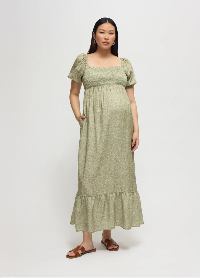 ingrid & isabel The Shower Maternity Maxi Dress Olive