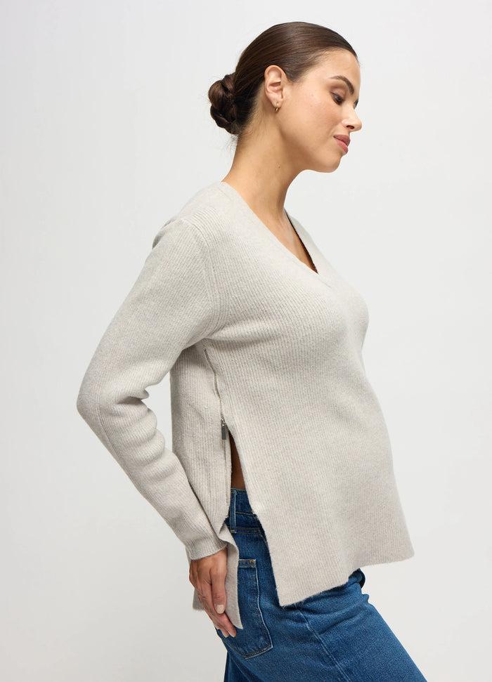 Ingrid & Isabel The Snuggle + Grow Maternity + Nursing Sweater Light Grey