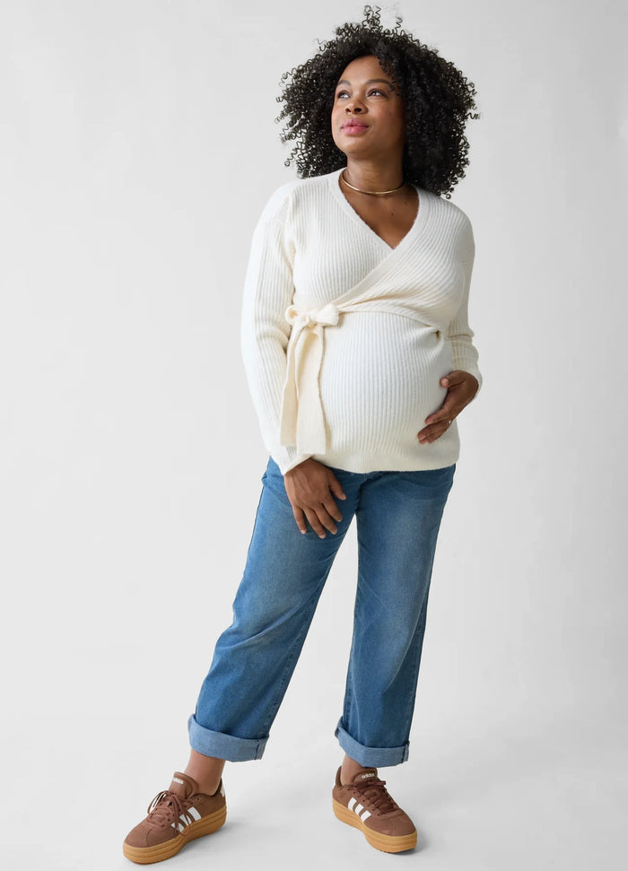 Ingrid & Isabel The Stay Connected Maternity + Nursing Sweater Cream Cream