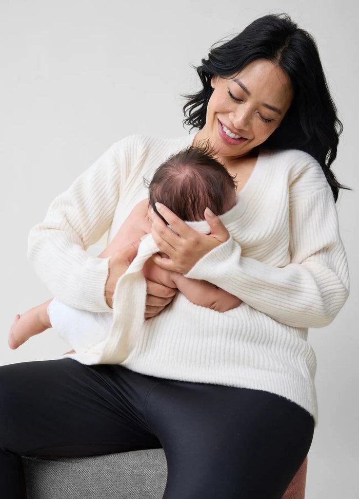 Ingrid & Isabel The Stay Connected Maternity + Nursing Sweater Cream Cream