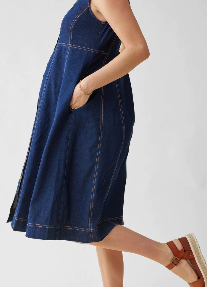Ingrid & Isabel The Thursday Denim Maternity Midi Dress Indigo