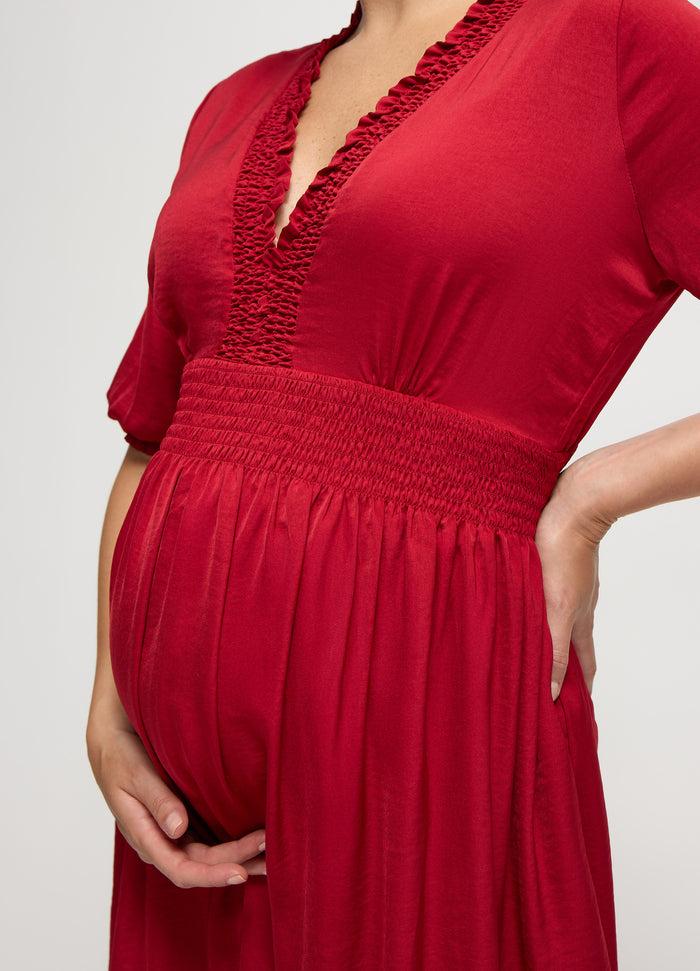 ingrid & Isabel The V-Neck Vibe Mini Maternity Dress Red