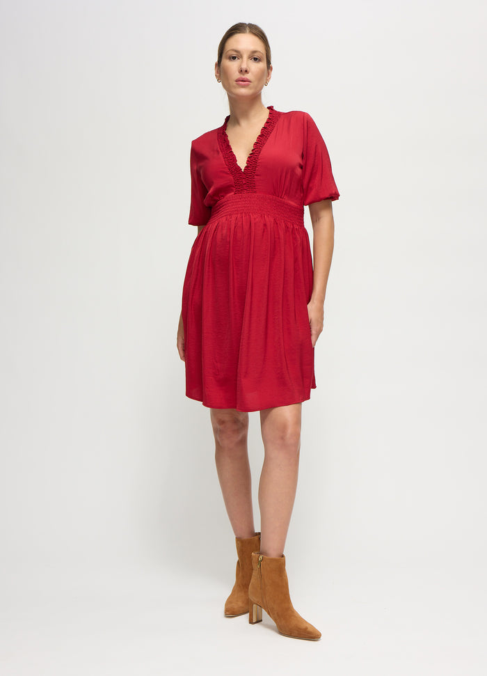 ingrid & isabel The V-Neck Vibe Mini Maternity Dress Red
