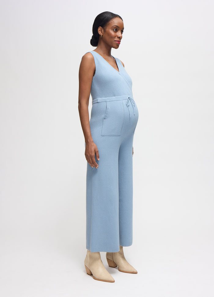 Ingrid & Isabel The Wide Leg Sweater Maternity And Nursing Jumpsuit Blue Gray
