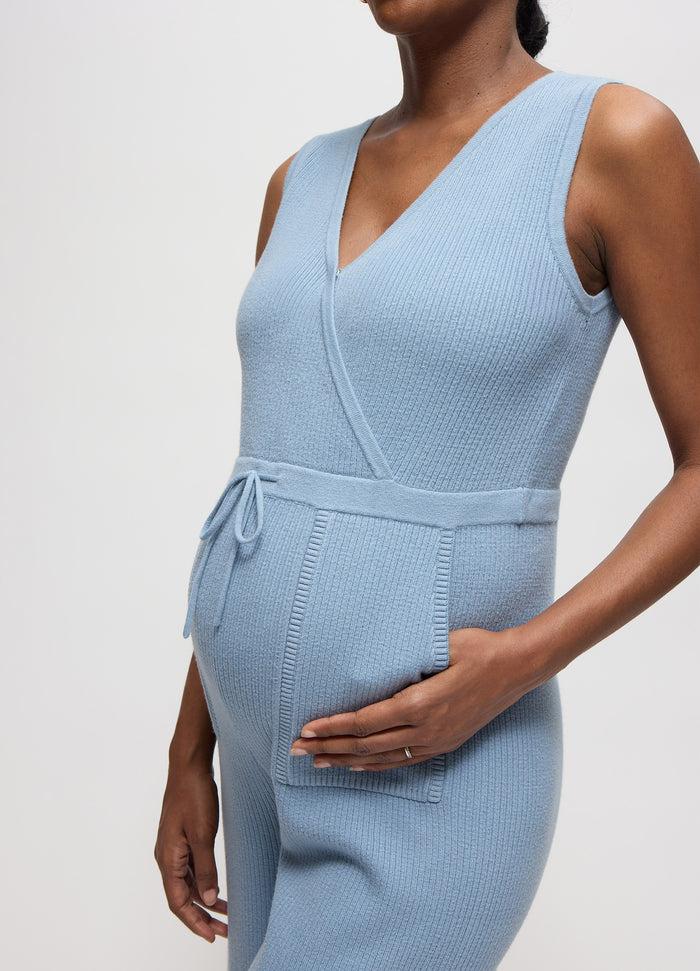 Ingrid & Isabel The Wide Leg Sweater Maternity And Nursing Jumpsuit Blue Gray