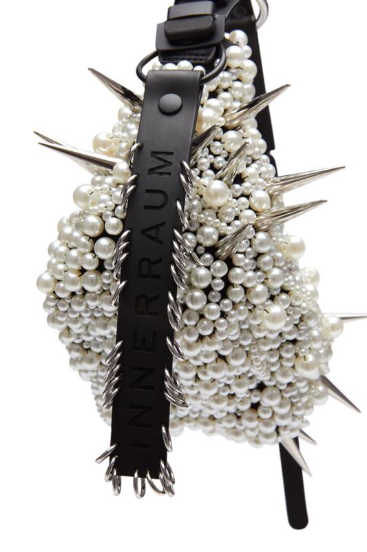 innerraum Berlin INNERRAUM X JUNYA WATANABE – HALF MOON BAG With PEARLS & SPIKES PEARL WHITE + BLACK
