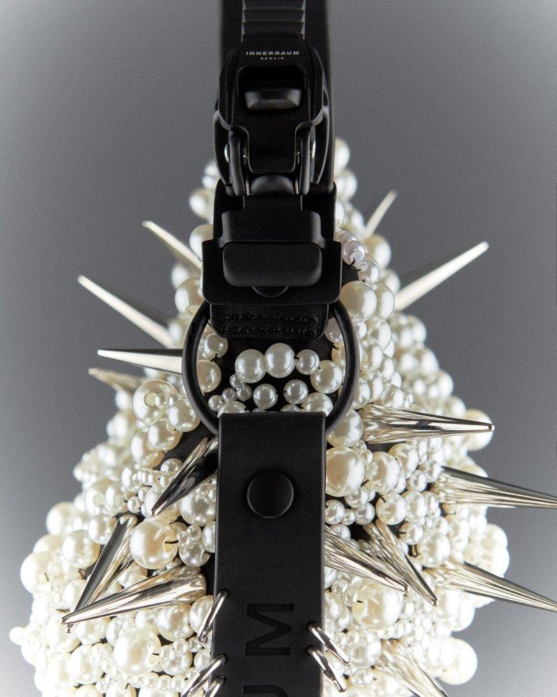 innerraum Berlin INNERRAUM X JUNYA WATANABE – HALF MOON BAG With PEARLS & SPIKES PEARL WHITE + BLACK