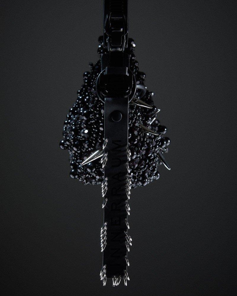 Innerraum Berlin INNERRAUM X JUNYA WATANABE – HALF MOON BAG With PEARLS & SPIKES BLACK SHINE + BLACK