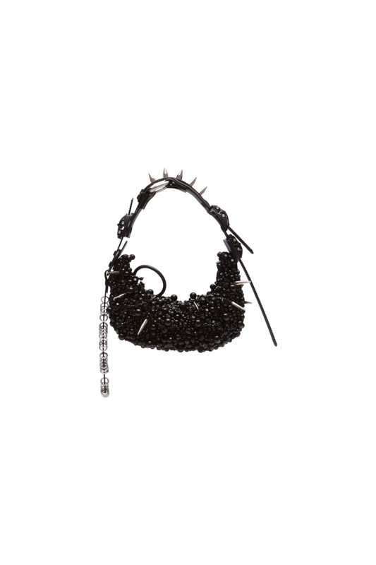 innerraum berlin INNERRAUM x JUNYA WATANABE – HALF MOON BAG with PEARLS & SPIKES BLACK SHINE + BLACK