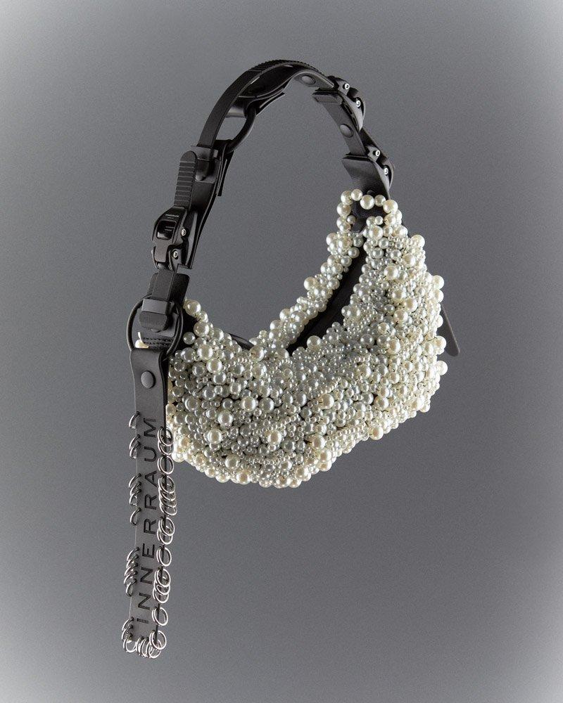 Innerraum Berlin INNERRAUM X JUNYA WATANABE – HALF MOON BAG With PEARLS PEARL WHITE + BLACK