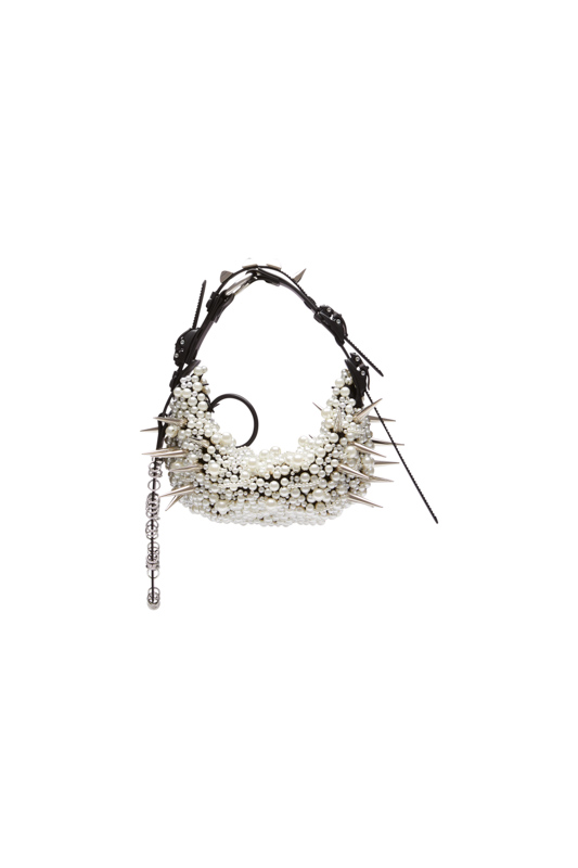 innerraum berlin INNERRAUM x JUNYA WATANABE – HALF MOON BAG with PEARLS & SPIKES PEARL WHITE + BLACK