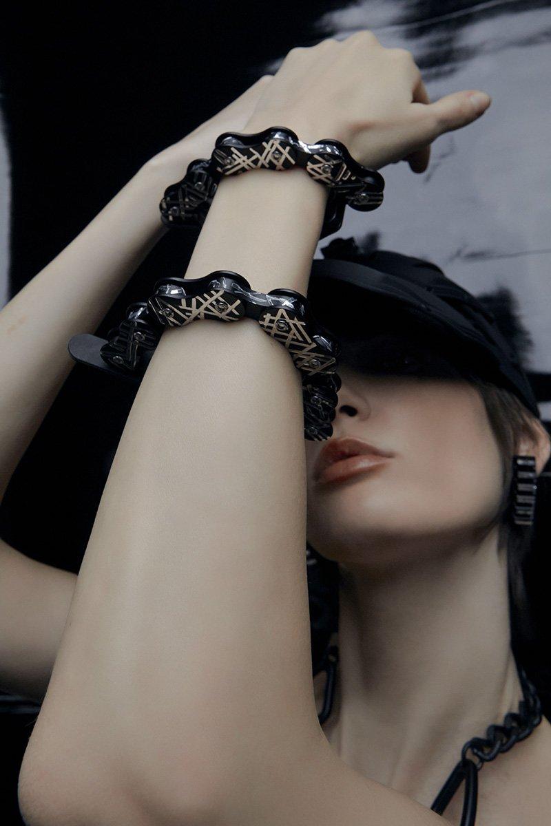 Innerraum Berlin OBJECT B06 BIKE CHAIN BRACELET – LARGE BLACK MATT + SILVER + BLACK MATT