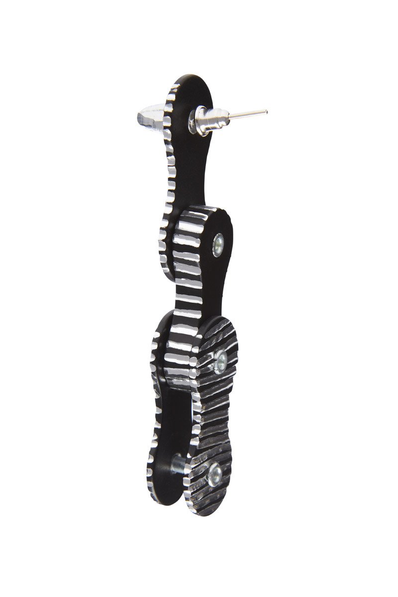Innerraum Berlin OBJECT E10 BIKE CHAIN EARRING BLACK MATT + SILVER + SILVER