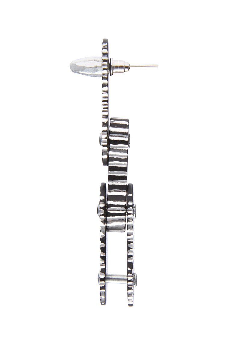 Innerraum Berlin OBJECT E10 BIKE CHAIN EARRING BLACK MATT + SILVER + SILVER