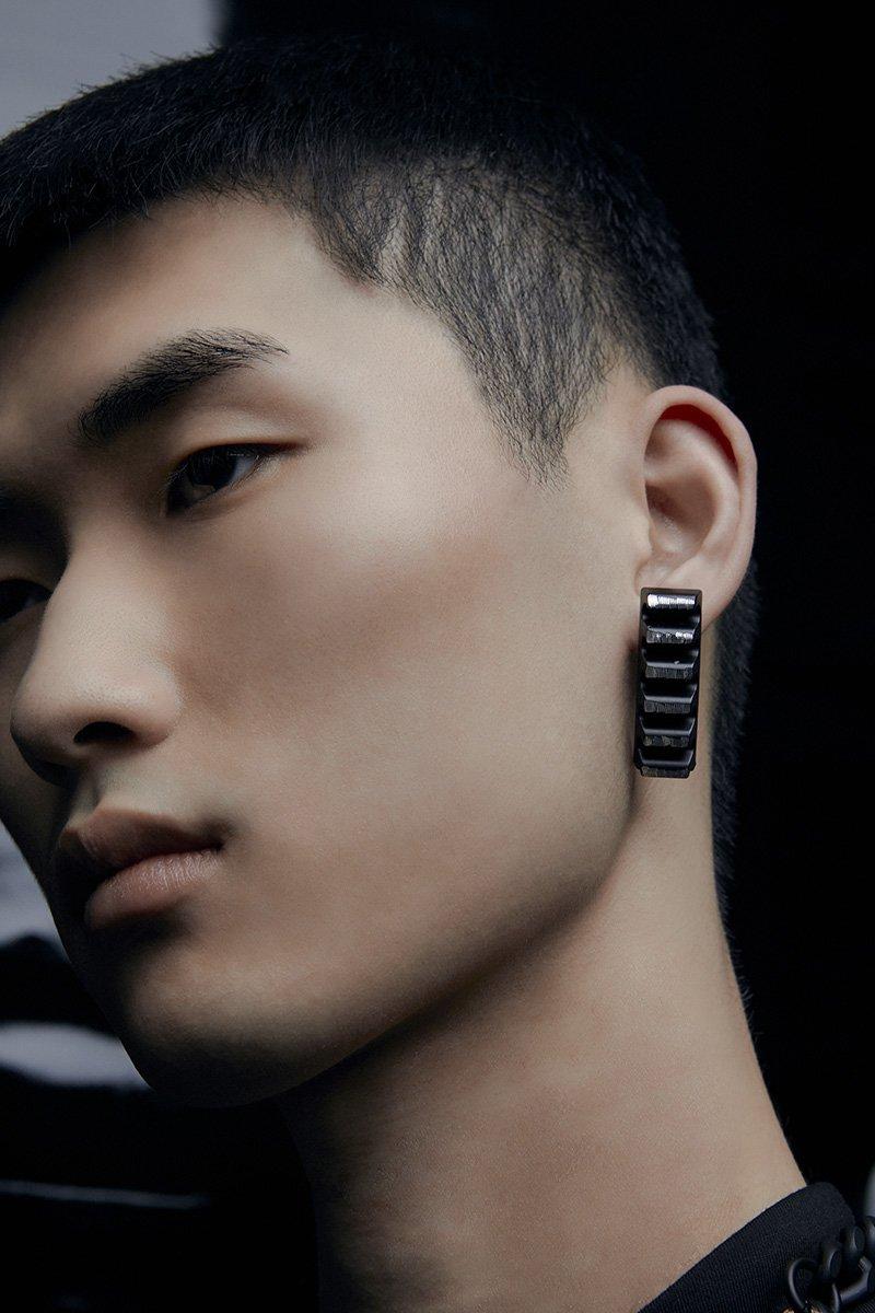 Innerraum Berlin OBJECT EA9 EARRING BLACK MATT + SILVER + SILVER