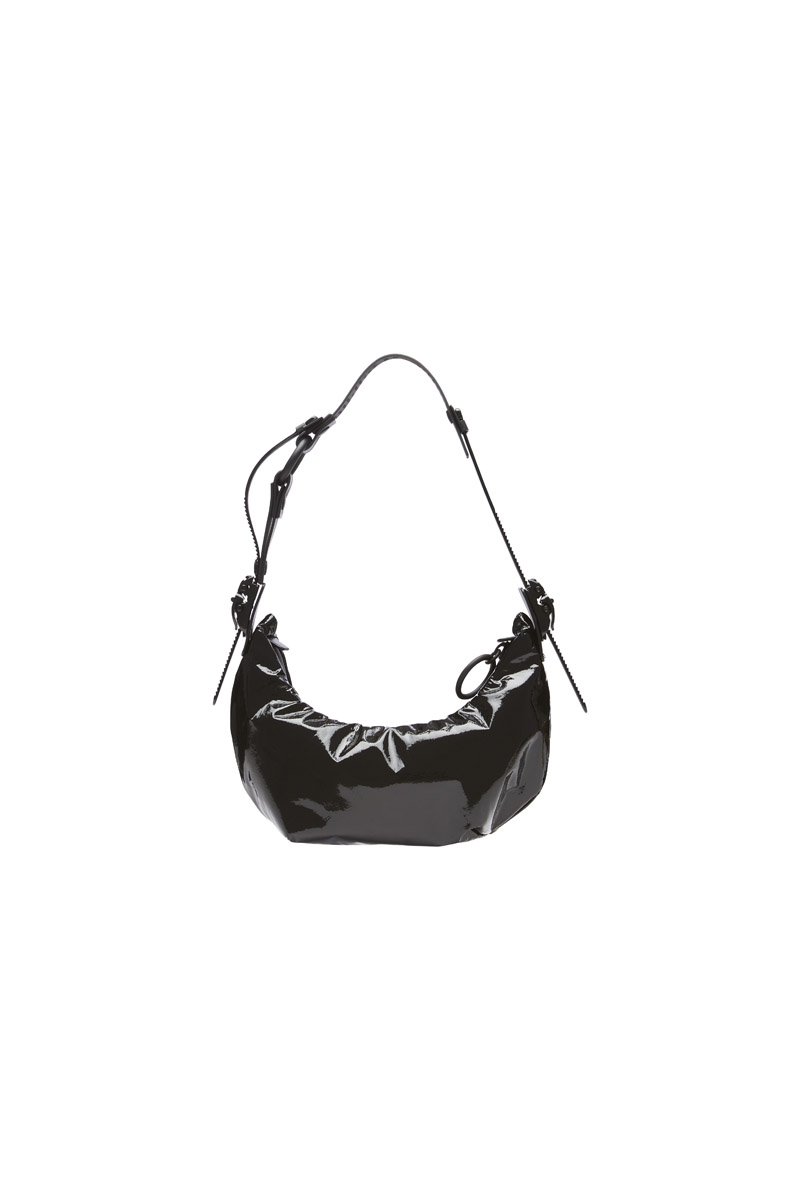 Innerraum Berlin OBJECT HM0 MICRO HALF MOON BAG BLACK SHINY SOFT VINYL + BLACK MATT