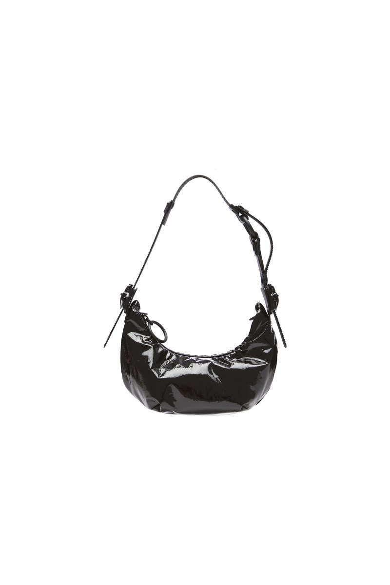 innerraum berlin OBJECT HM0 MICRO HALF MOON BAG BLACK SHINY SOFT VINYL + BLACK MATT