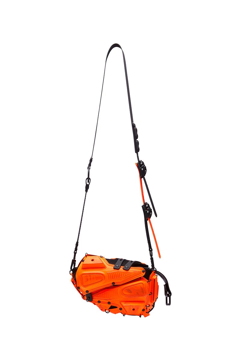 innerraum berlin OBJECT I02 CLUTCH / CROSSBODY BAG DISTRESSED NEON ORANGE + BLACK MATT