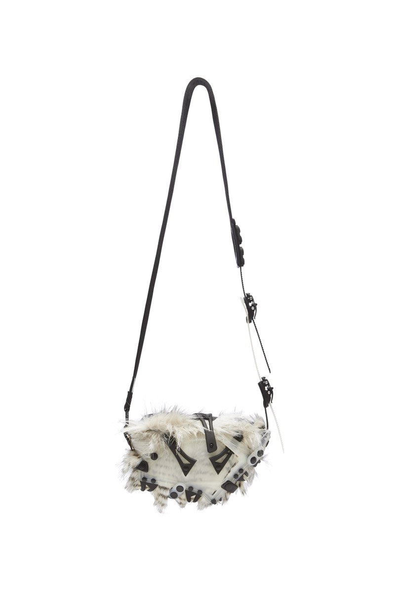 innerraum berlin OBJECT I14 SMARTPHONE BAG TRANSPARENT - FAUX FUR + BLACK MATT