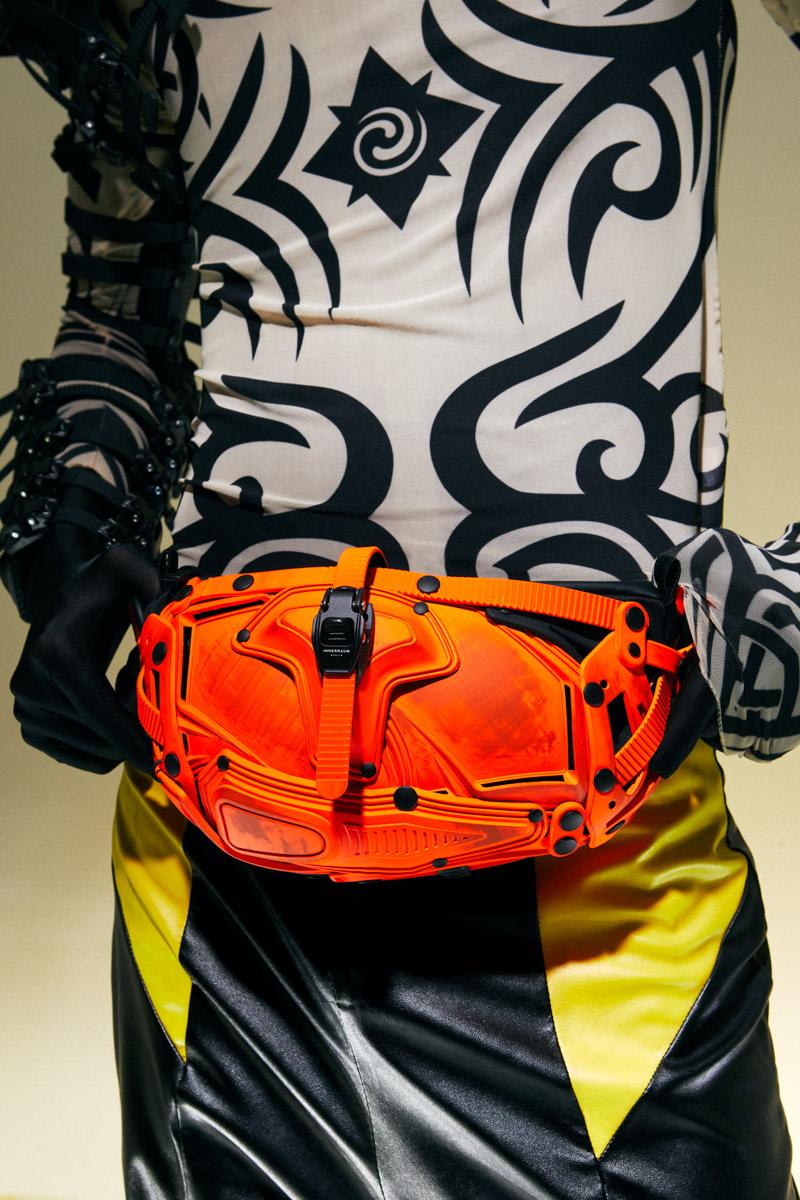 Innerraum Berlin OBJECT I30 FANNY PACK / CROSSBODY BAG DISTRESSED NEON ORANGE + BLACK MATT