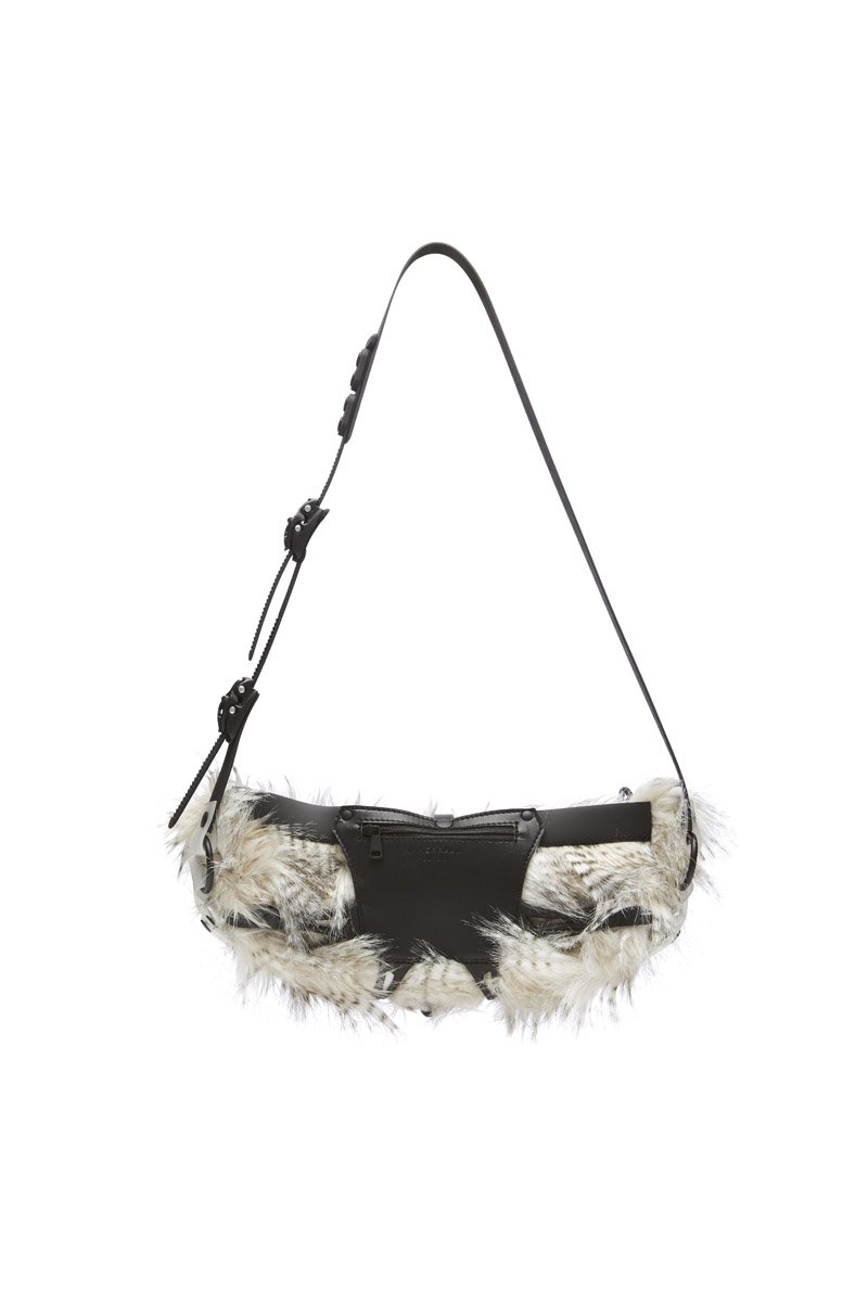 Innerraum Berlin OBJECT I70 CROSSBODY BAG / FANNY PACK TRANSPARENT - FAUX FUR + BLACK MATT