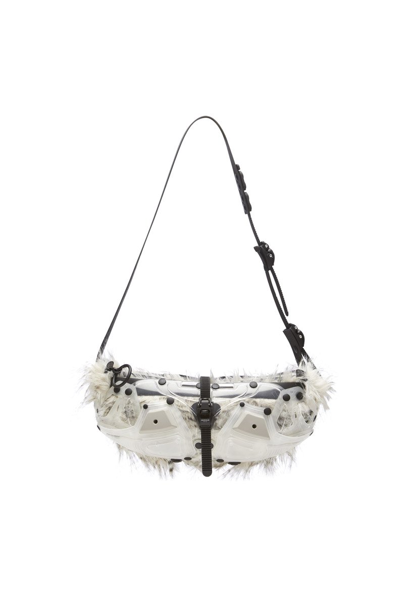 innerraum berlin OBJECT I70 CROSSBODY BAG / FANNY PACK TRANSPARENT - FAUX FUR + BLACK MATT