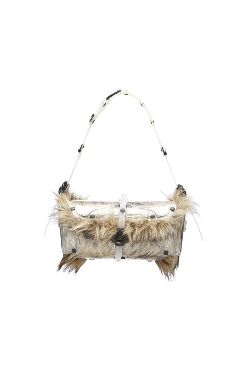 innerraum berlin OBJECT I81 STEREO BAG TRANSPARENT - FAUX FUR + BLACK MATT