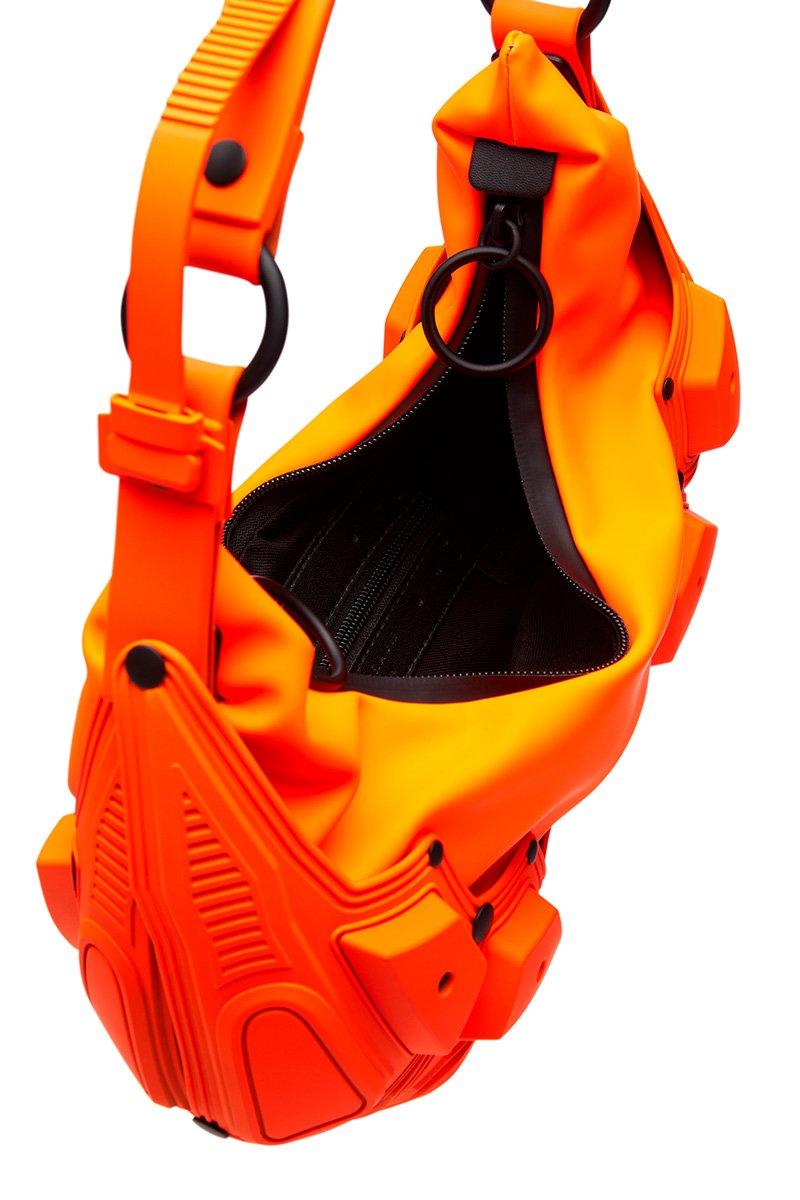 Innerraum Berlin OBJECT M02 SMALL HALF MOON BAG DISTRESSED NEON ORANGE + BLACK MATT