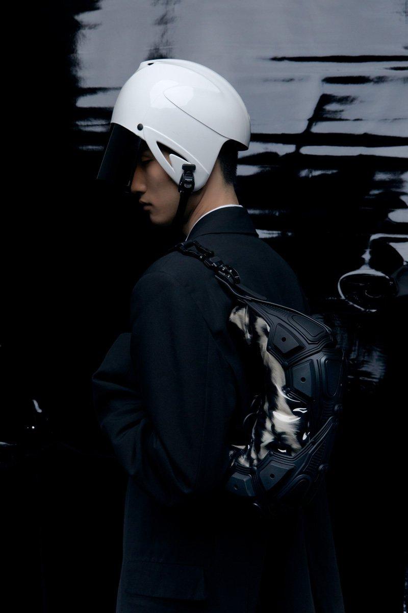 Innerraum Berlin OBJECT M02 SMALL HALF MOON BAG ZEBRA - FAUX FUR + BLACK MATT