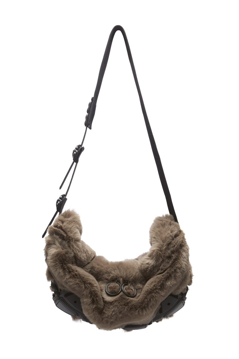 Innerraum Berlin OBJECT M07 CROSSBODY BAG / FANNY PACK WARM GRAY - FAUX FUR + BLACK MATT